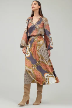 Damask Patterned Midi Skirt