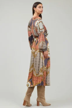 Damask Patterned Midi Skirt