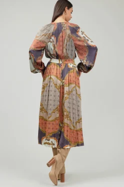 Damask Patterned Midi Skirt