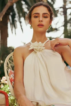 Detachable Rosette Halter Top