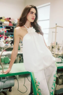 Detachable Rosette Halter Top