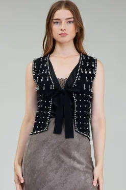 Embellished Cardigan Vest