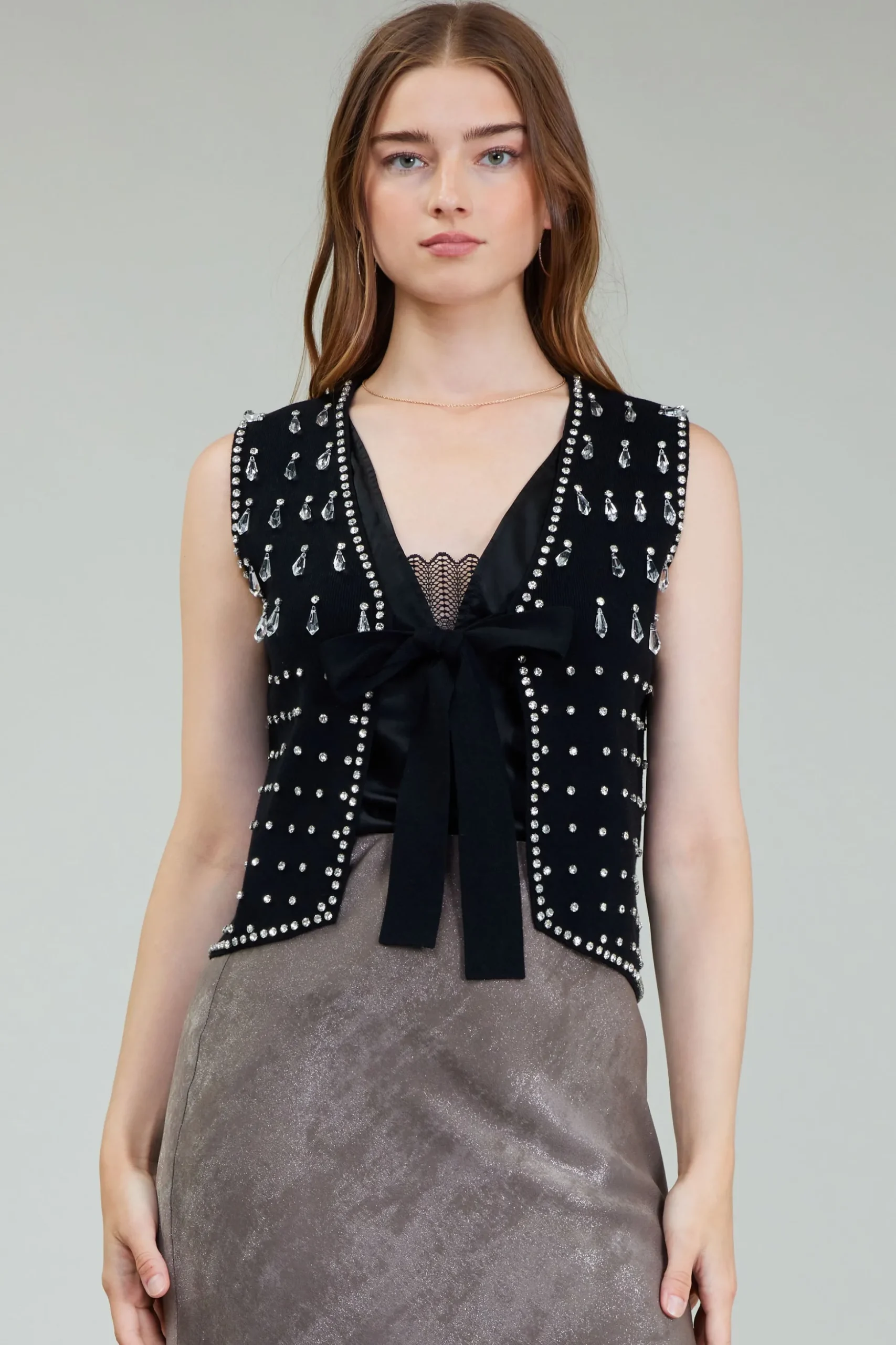 Embellished Cardigan Vest