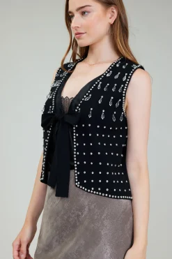 Embellished Cardigan Vest