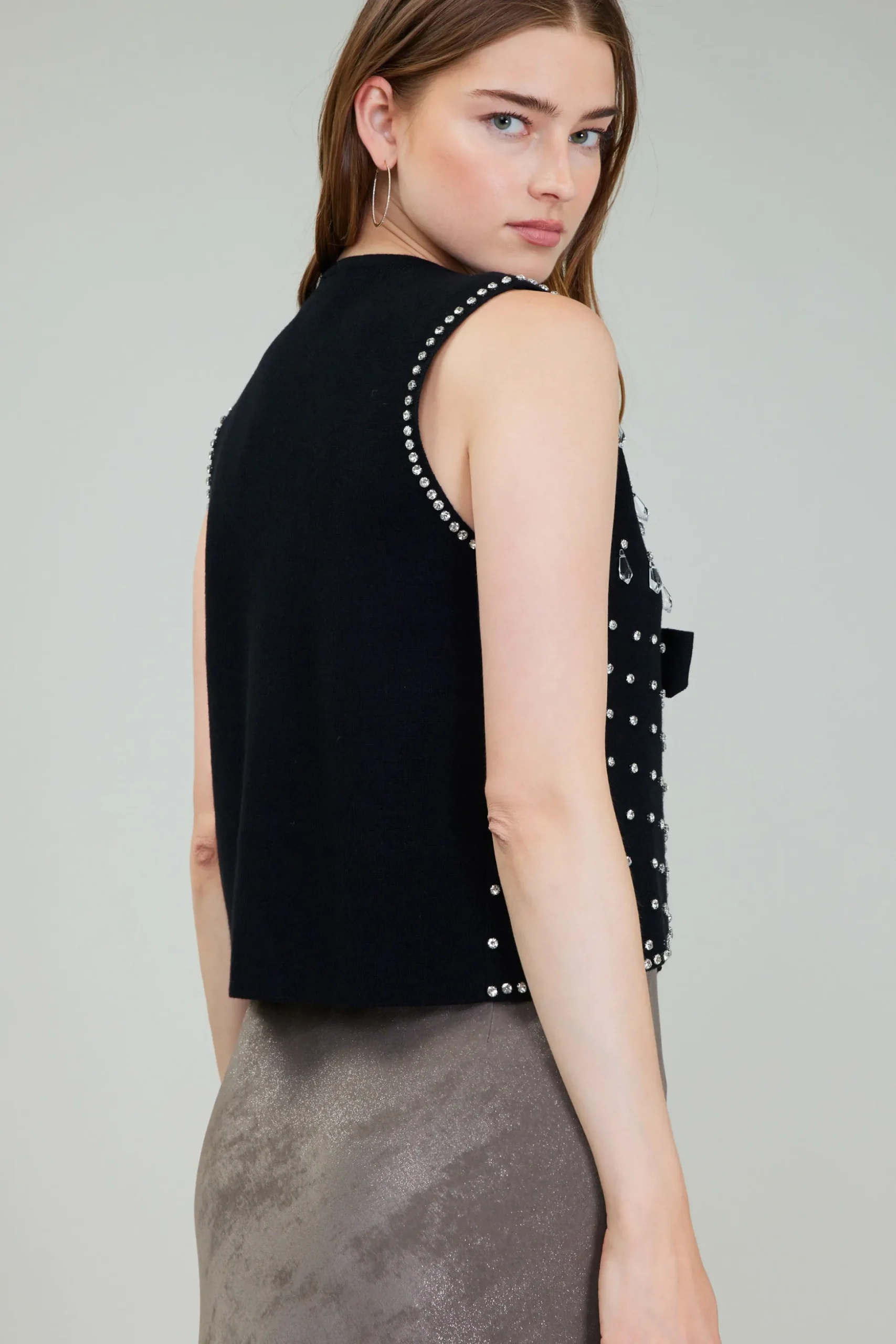 Embellished Cardigan Vest