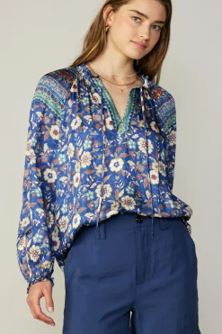 Floral Border Print Blouse