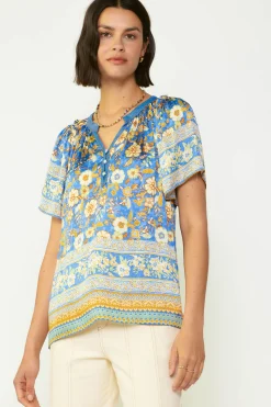 Floral Border Print Blouse