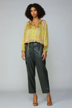 Floral Border Print Raglan Blouse