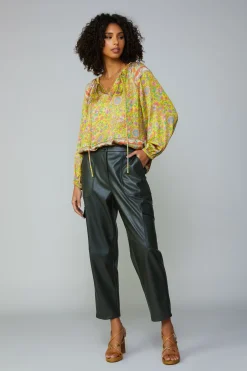 Floral Border Print Raglan Blouse