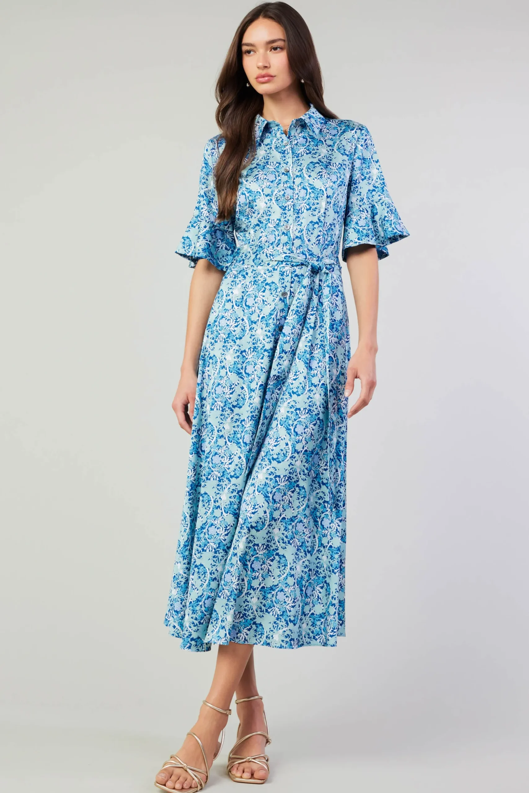 Floral Buttondown Shirt Dress