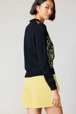 Floral Contrast Panel Sweater