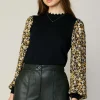 Floral Contrast Sweater Top