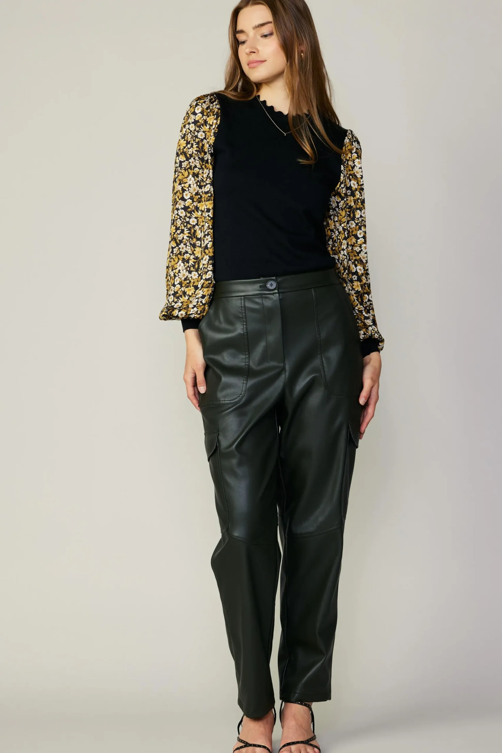 Floral Contrast Sweater Top