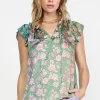 Floral Gradient Ruffled Blouse