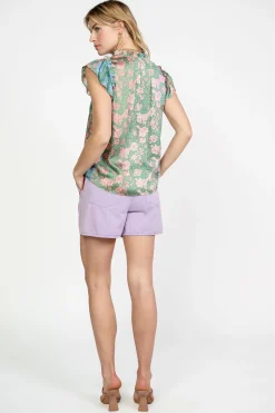 Floral Gradient Ruffled Blouse