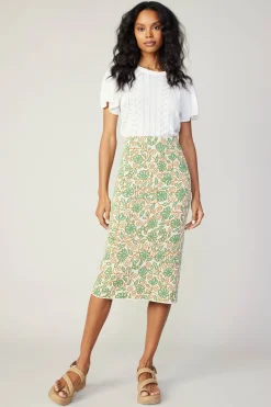 Floral Knit Midi Skirt