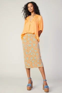 Floral Knit Midi Skirt