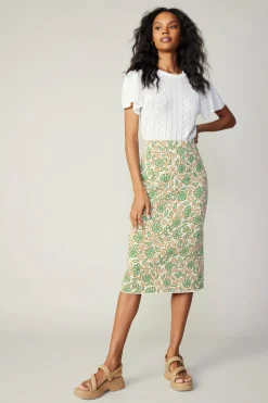 Floral Knit Midi Skirt