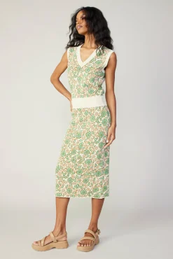 Floral Knit Midi Skirt