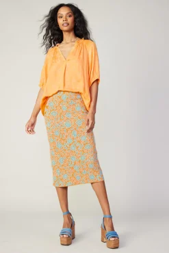 Floral Knit Midi Skirt