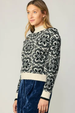 Floral Mock Neck Sweater