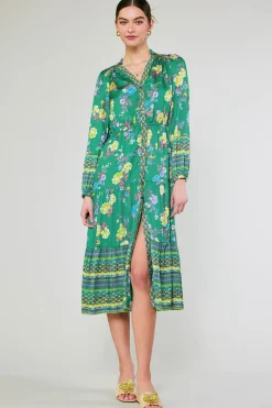 Floral Motif Buttondown Dress