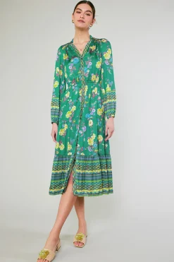 Floral Motif Buttondown Dress