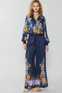 Floral Motif Wide Pants
