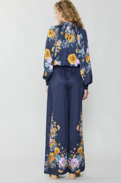 Floral Motif Wide Pants