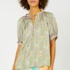 Floral Nouveau Split Neck Blouse