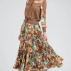 Floral Pleated Midi Skirt