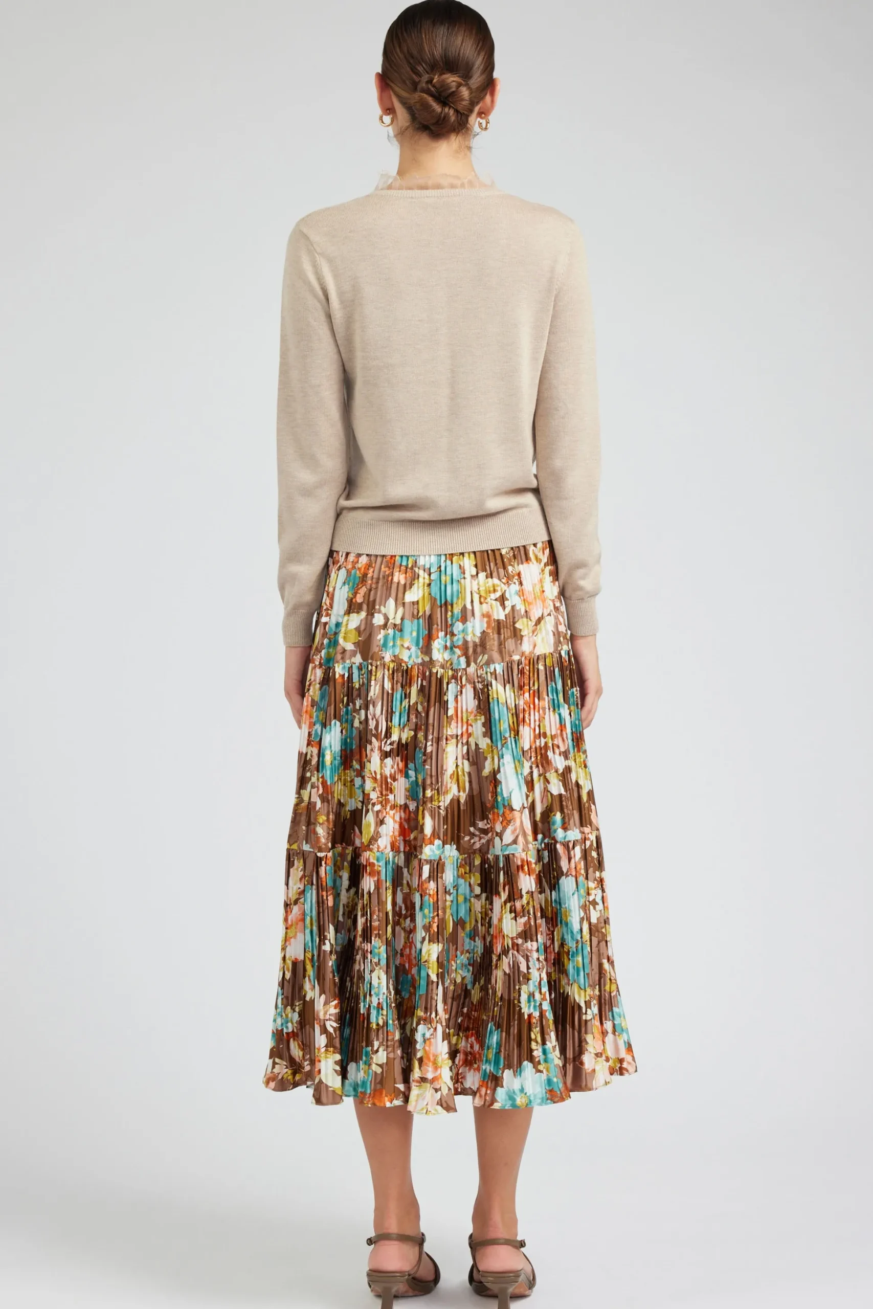 Floral Pleated Midi Skirt