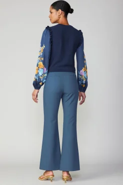 Floral Print Contrast Sweater Top