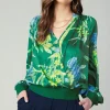 Floral Print Surplice Blouse
