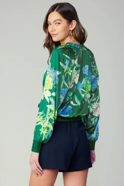 Floral Print Surplice Blouse