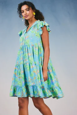 Floral Print Tiered Mini Dress