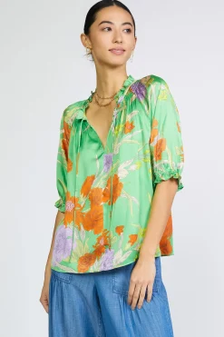 Floral Split Neck Blouse