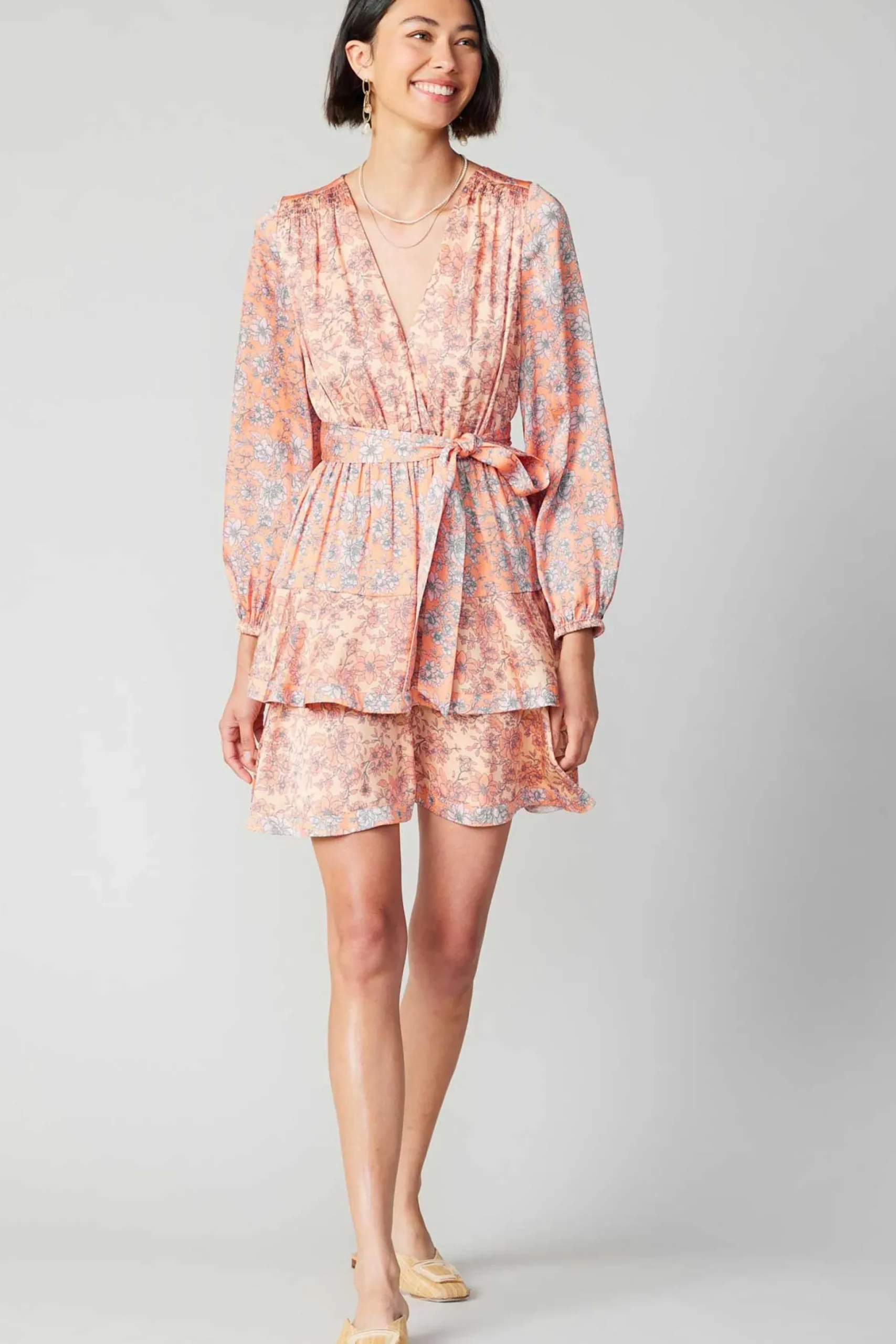 Floral Surplice Mini Dress
