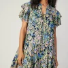 Flutter Sleeve Floral Print Dress