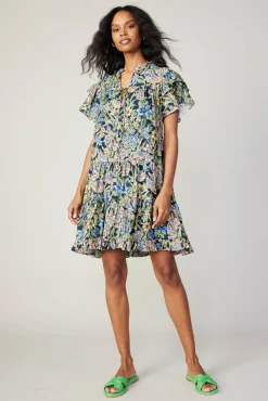 Flutter Sleeve Floral Print Dress