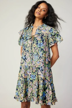 Flutter Sleeve Floral Print Dress