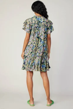 Flutter Sleeve Floral Print Dress