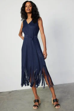 Fringe Skirt Midi Dress