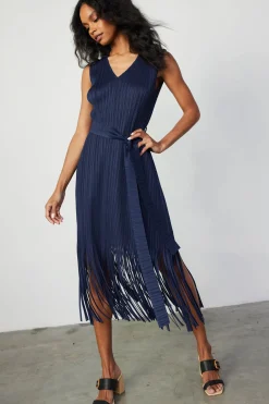 Fringe Skirt Midi Dress