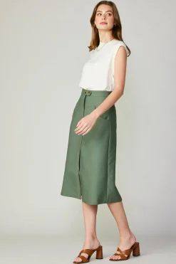 Front Slit Midi Skirt