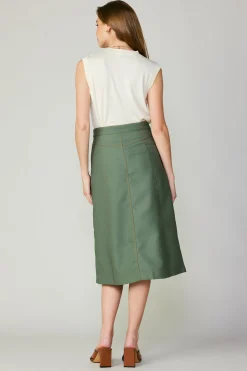 Front Slit Midi Skirt