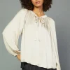 Gathered Bow Tie Blouse
