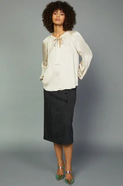 Gathered Bow Tie Blouse