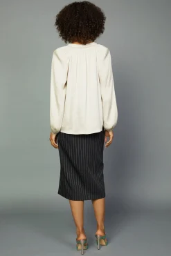 Gathered Bow Tie Blouse