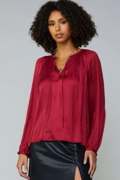 Gathered Splitneck Blouse